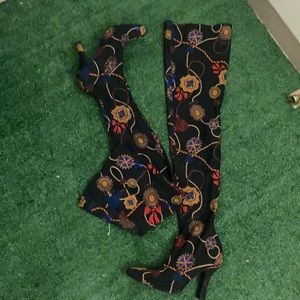 Thigh high black heels